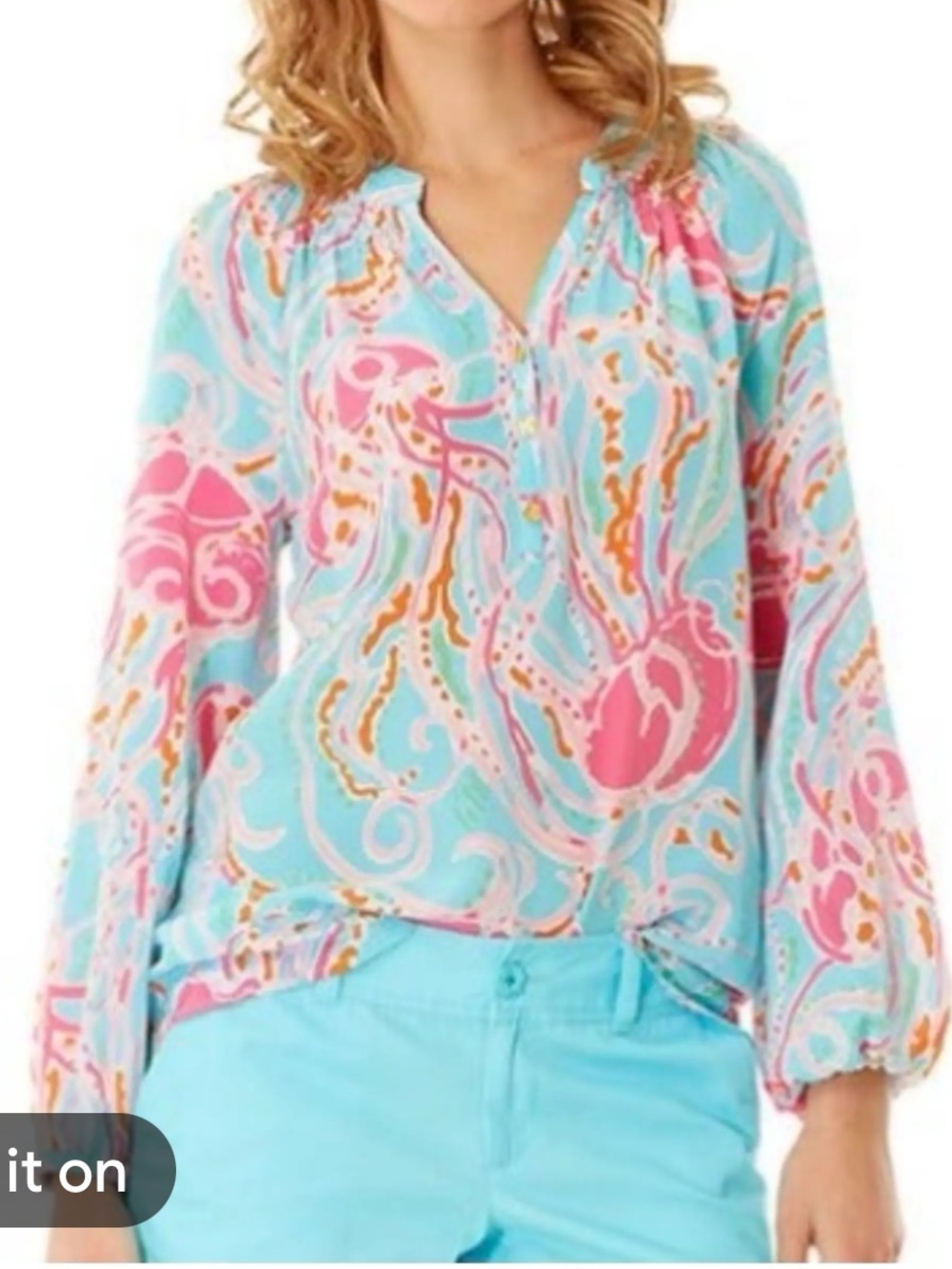 Lilly Pulitzer Elsa jellies be jammin”silk blouse